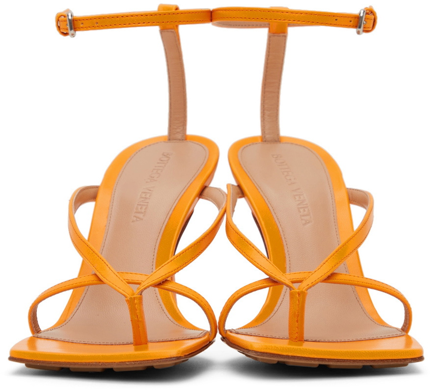Bottega Veneta Orange Stretch Heeled Sandals