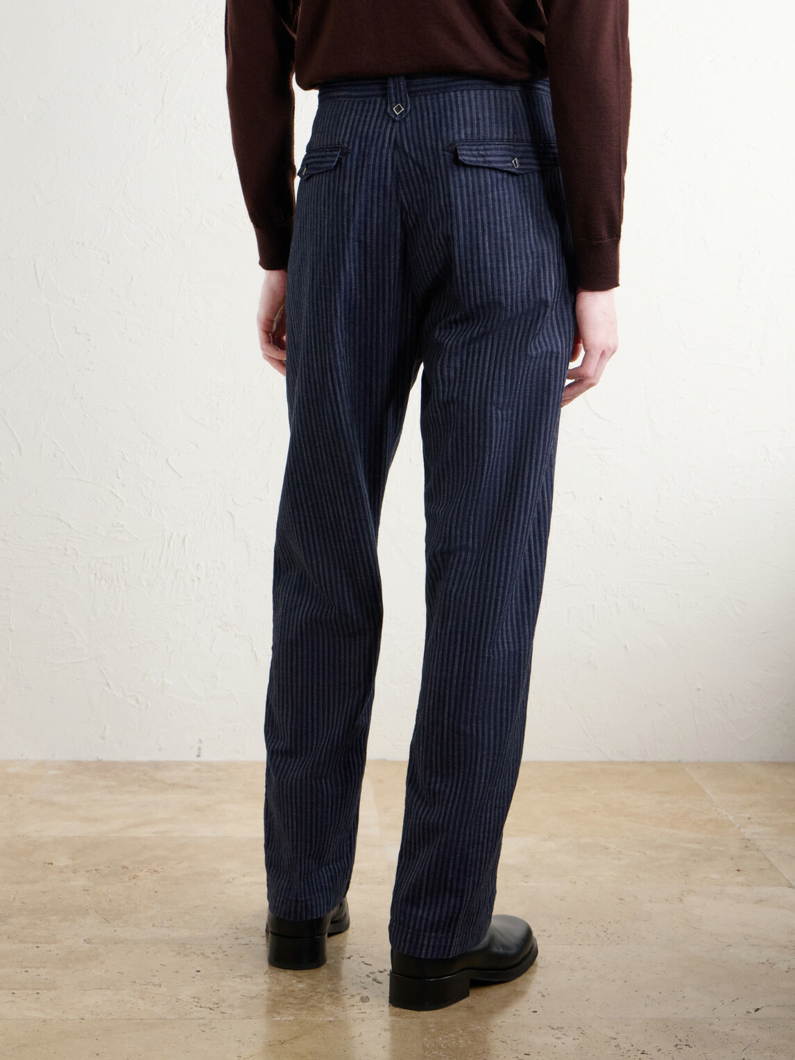 RRL - Straight-Leg Striped Cotton-Jacquard Broken-Twill Trousers - Blue