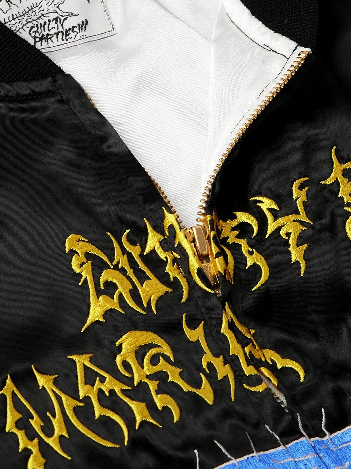 Wacko Maria - Neck Face Embroidered Satin Bomber Jacket - Black