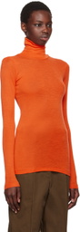 Recto Orange Overlaid Logo Turtleneck