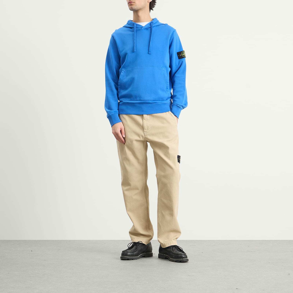Stone Island Men's Garment Dyed Hoodie in Bright Blue Stone Island