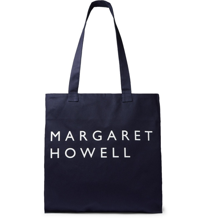 Photo: Margaret Howell - Logo-Print Cotton-Twill Tote Bag - Blue