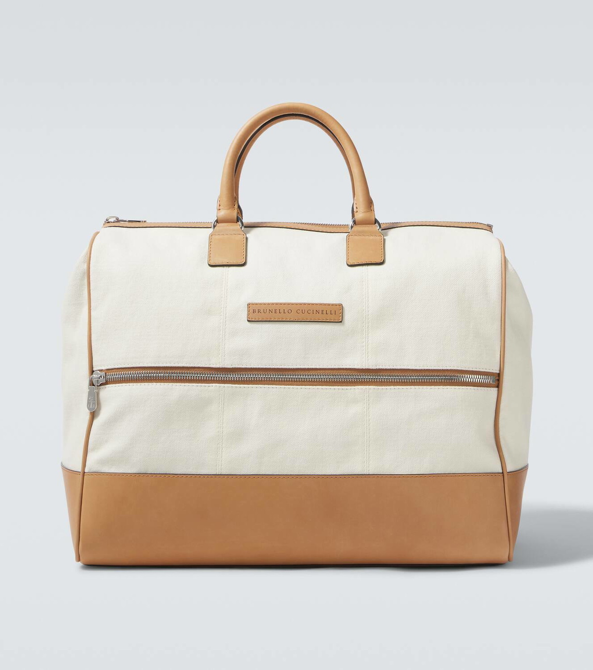 Brunello Cucinelli Leather-trimmed canvas duffel bag