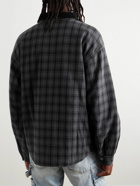Guess USA - Corduroy-Trimmed Checked Cotton-Flannel Shirt - Black