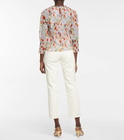 Veronica Beard Shirred floral top