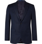 Hugo Boss - Slim-Fit Mélange Cotton and Wool-Blend Blazer - Blue