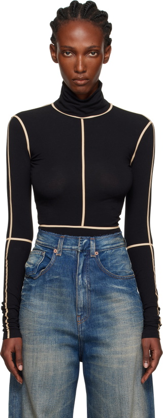 Photo: MM6 Maison Margiela Black Long-Sleeve Bodysuit