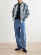 Burberry - Logo-Embroidered Checked Cotton and Linen-Blend Jacket - Blue