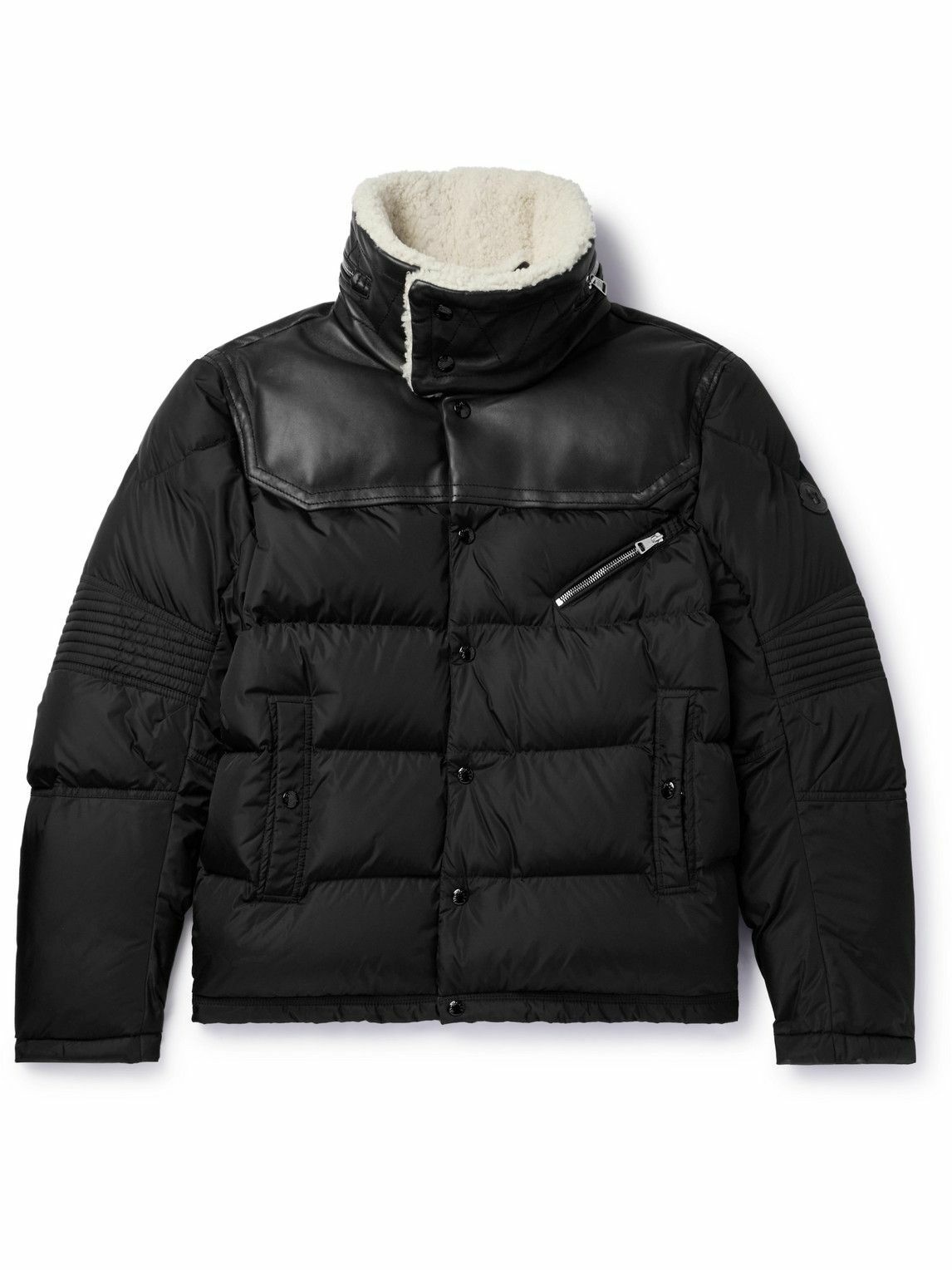 Moncler - Logo-Appliquéd Shearling and Leather-Trimmed Quilted Shell ...