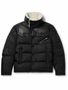 Moncler - Logo-Appliquéd Shearling and Leather-Trimmed Quilted Shell Down Jacket - Black