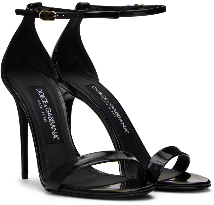 Dolce & Gabbana Black Leather Heels Slides Sandals Shoes main image 1