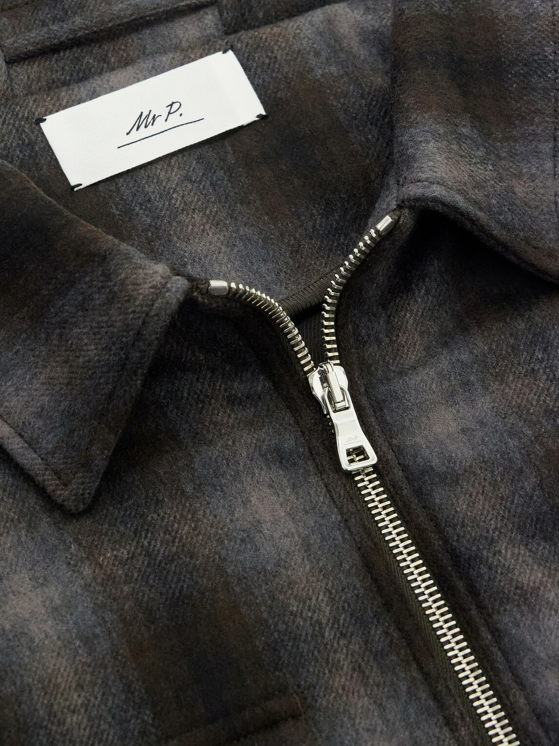 Mr P. - Checked Virgin Wool Zip-Up Jacket - Brown