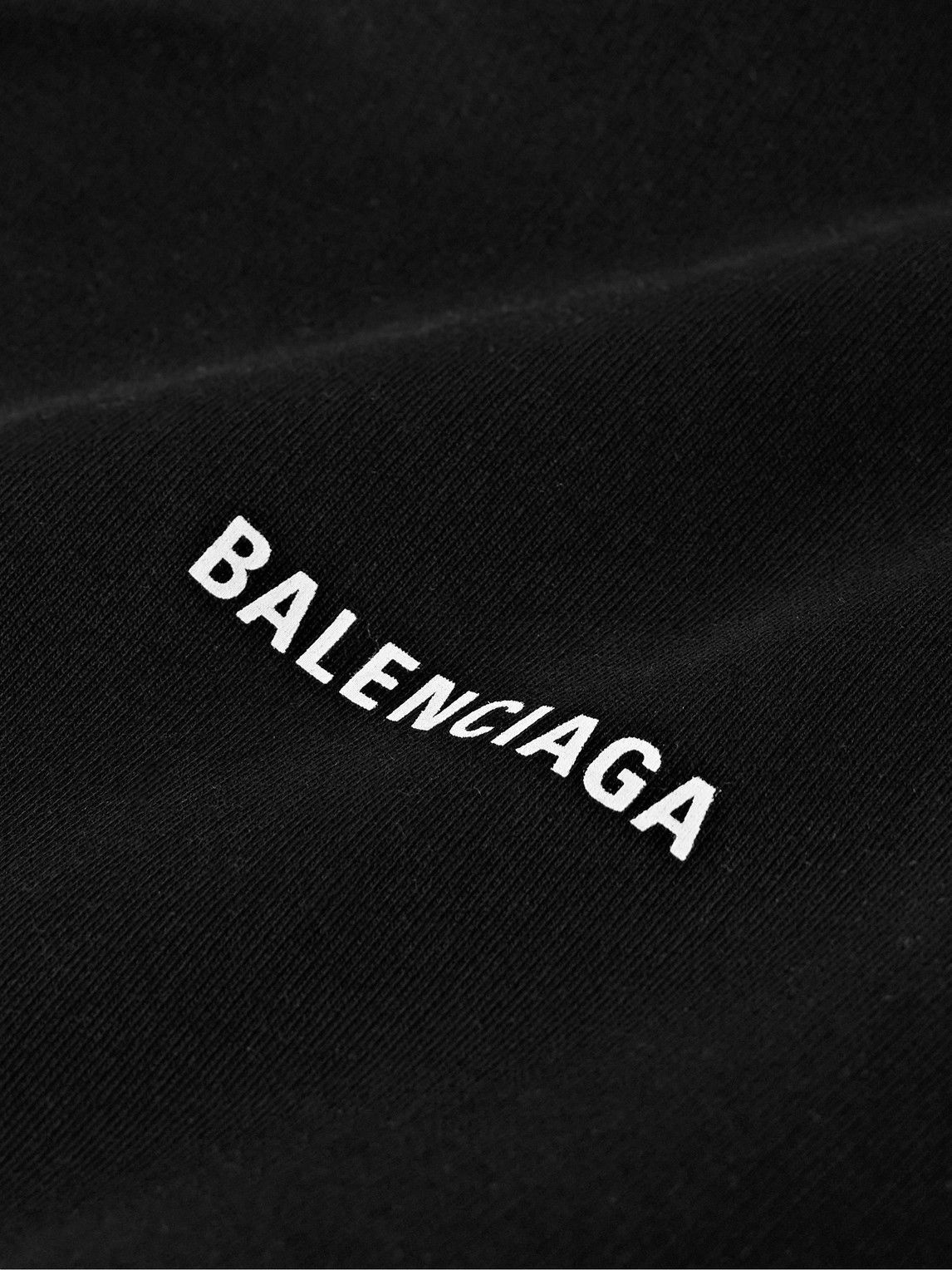 Balenciaga - Logo-Print Cotton-Jersey Hoodie - Black Balenciaga