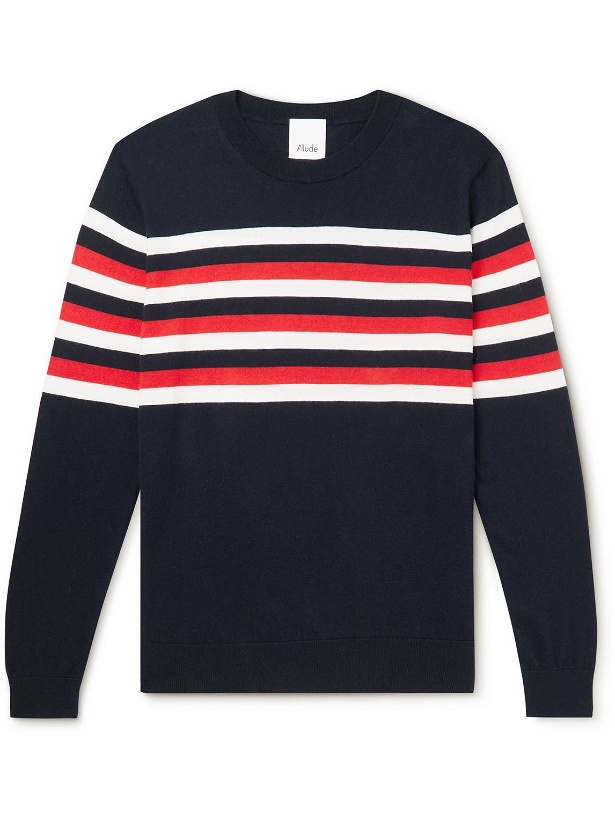 Photo: Allude - Striped Cotton and Cashmere-Blend Sweater - Blue