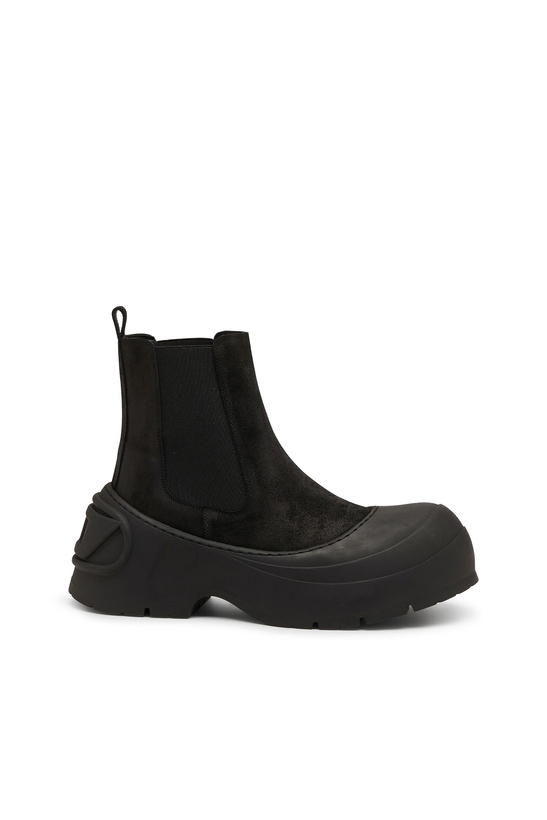 Photo: Diesel D-Donald-Chelsea boots in waxed suede and rubber - Boots Mens in Black