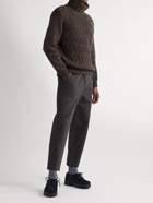 Inis Meáin - Corrán Cam Cable-Knit Donegal Merino Wool and Cashmere-Blend Rollneck Sweater - Brown