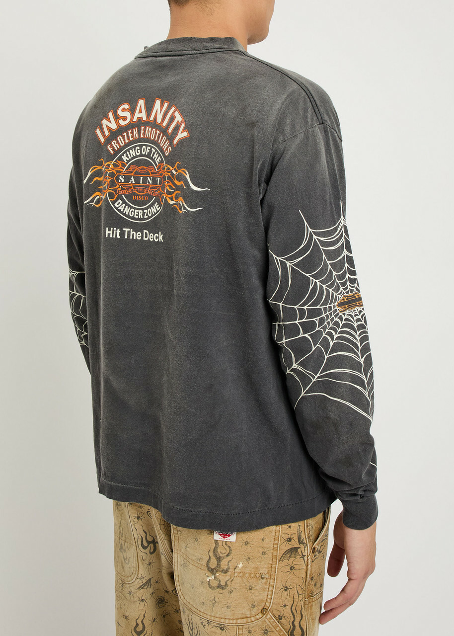 Saint Mxxxxxx Insanity Printed Cotton top Black