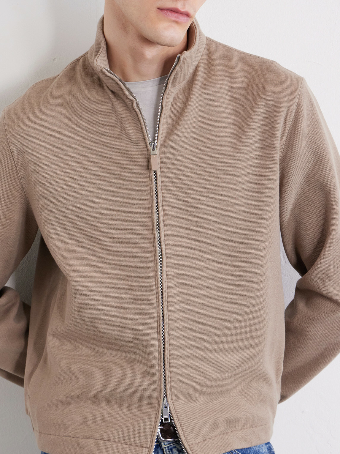 Zegna - Honeycomb-Knit Cotton, Wool and Silk-Blend Zip-Up Sweater - Brown