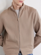Zegna - Honeycomb-Knit Cotton, Wool and Silk-Blend Zip-Up Sweater - Brown