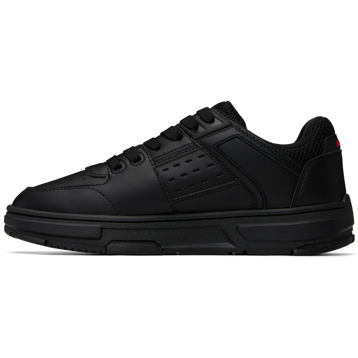 Hugo Black Mesh-Trim Faux-Leather Sneakers