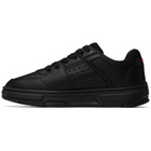 Hugo Black Mesh-Trim Faux-Leather Sneakers