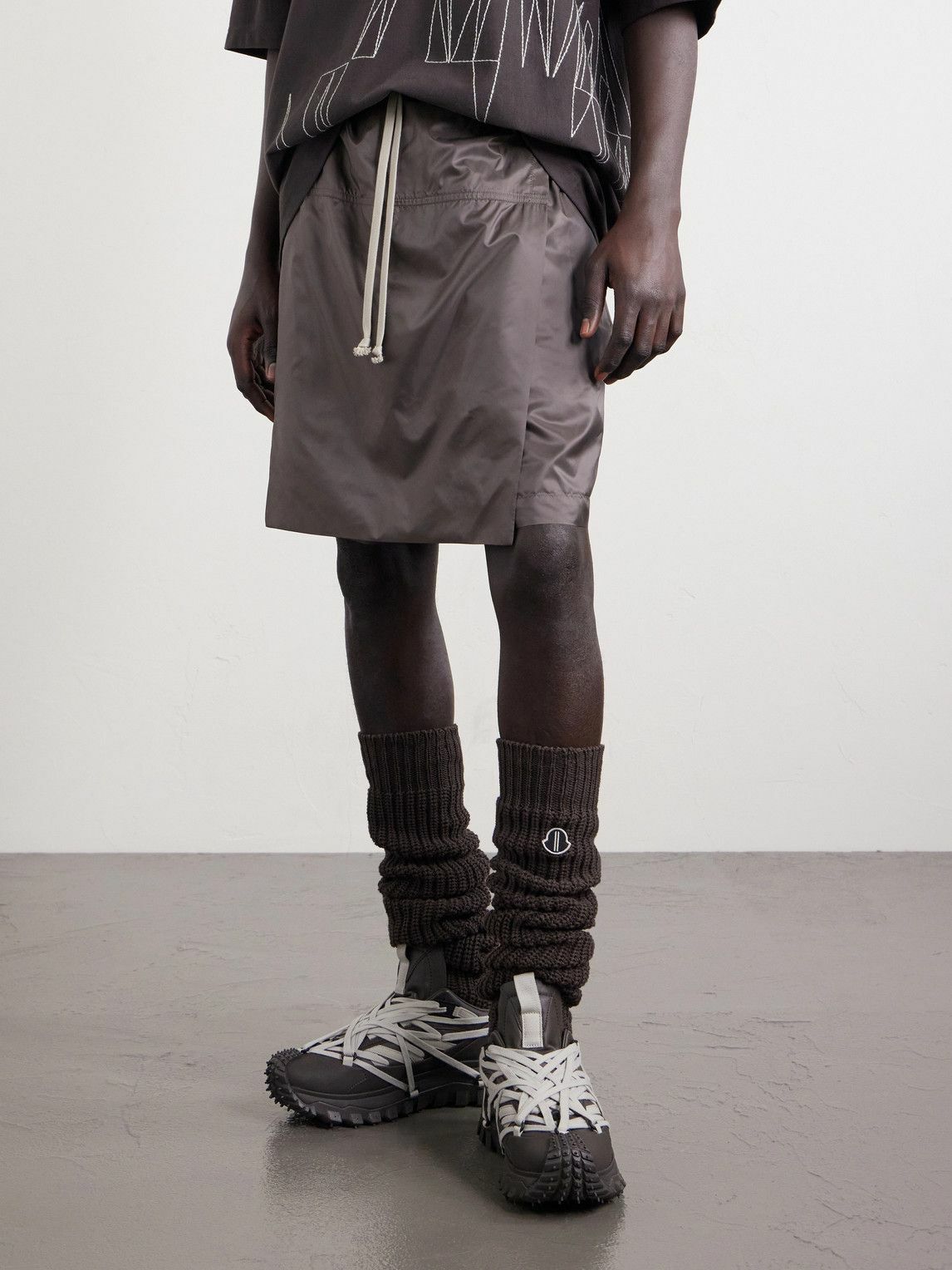 Rick Owens - Moncler Straight-Leg Shell Drawstring Shorts - Brown