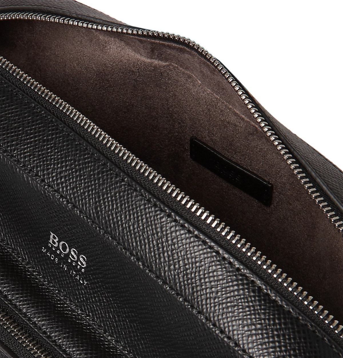 Hugo Boss Cross-Grain Leather Bag Black Hugo Boss