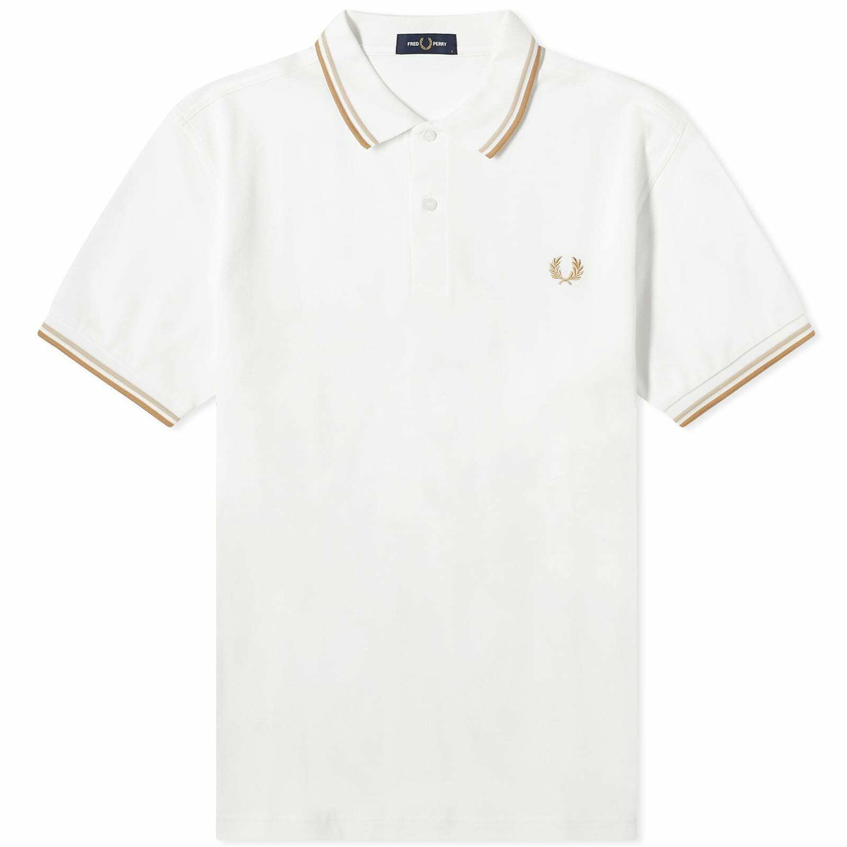Photo: Fred Perry Men's Twin Tipped Polo Shirt in Snow/Oat/Stone