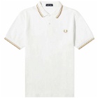 Fred Perry Men's Twin Tipped Polo Shirt in Snow/Oat/Stone