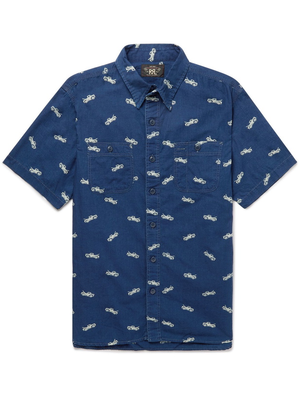 Photo: RRL - Farrell Printed Cotton-Poplin Shirt - Blue