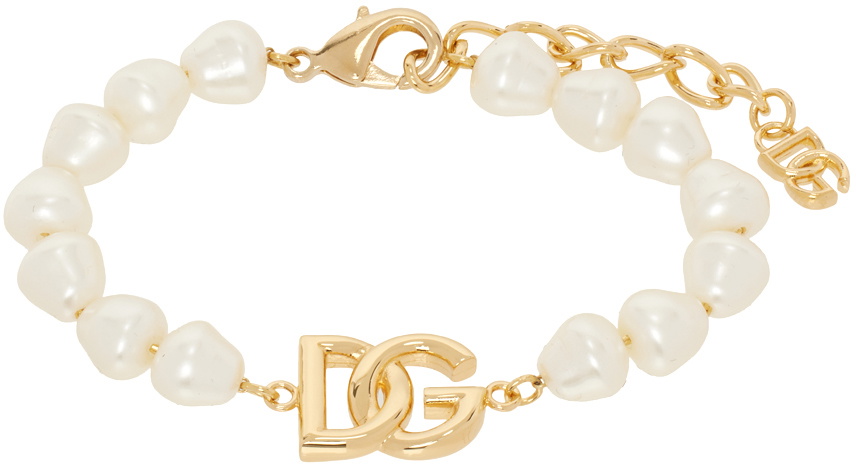 Dolce&Gabbana White & Gold Link Pearls Bracelet