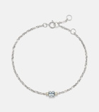 Stone and Strand Delicate 14kt white gold bracelet with aquamarine and pearls