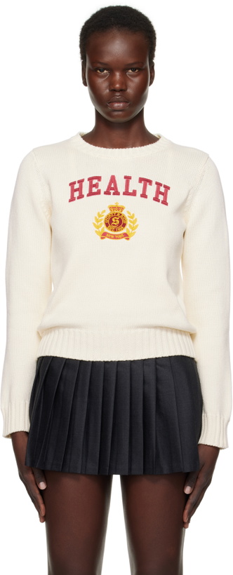 Photo: Sporty & Rich Off-White NY 'Health' Crest Knitted Sweater