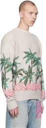 Palm Angels Beige Palms Row Sweater