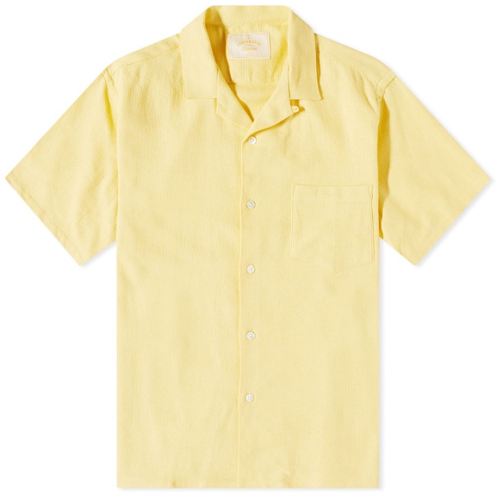 Photo: Portuguese Flannel Men's Pique Vacation Shirt in Yellow