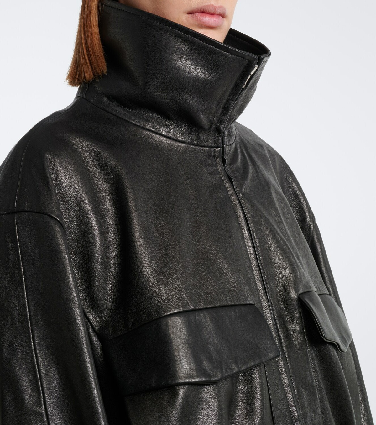 Nour Hammour Shearling-trimmed leather blouson jacket