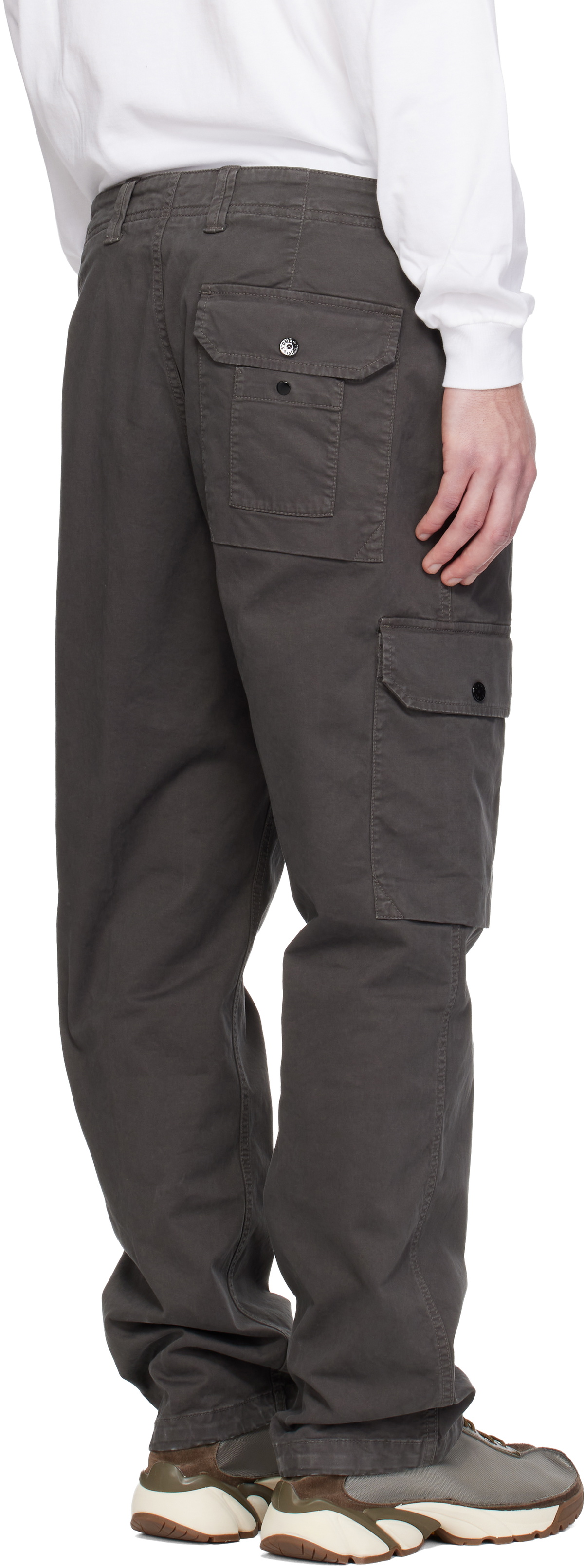 Stone Island Gray 3100011 Organic Broken Twill Old Effect Cargo Pants