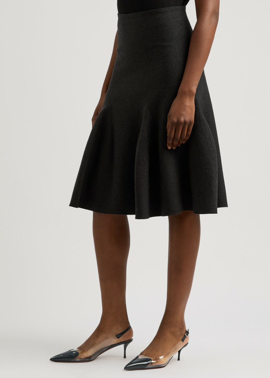 アライア　スカート　ALAIA ニット Alaïa Flared Wool-blend Skirt Black ALAÏA