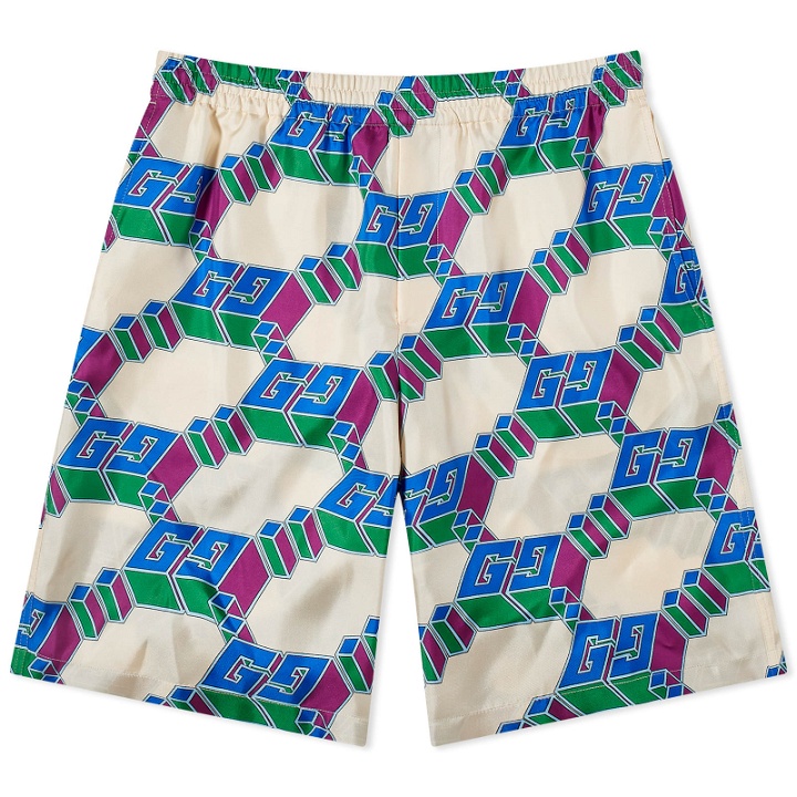 Photo: Gucci Men's Jersey Shorts in Ivory/Blue