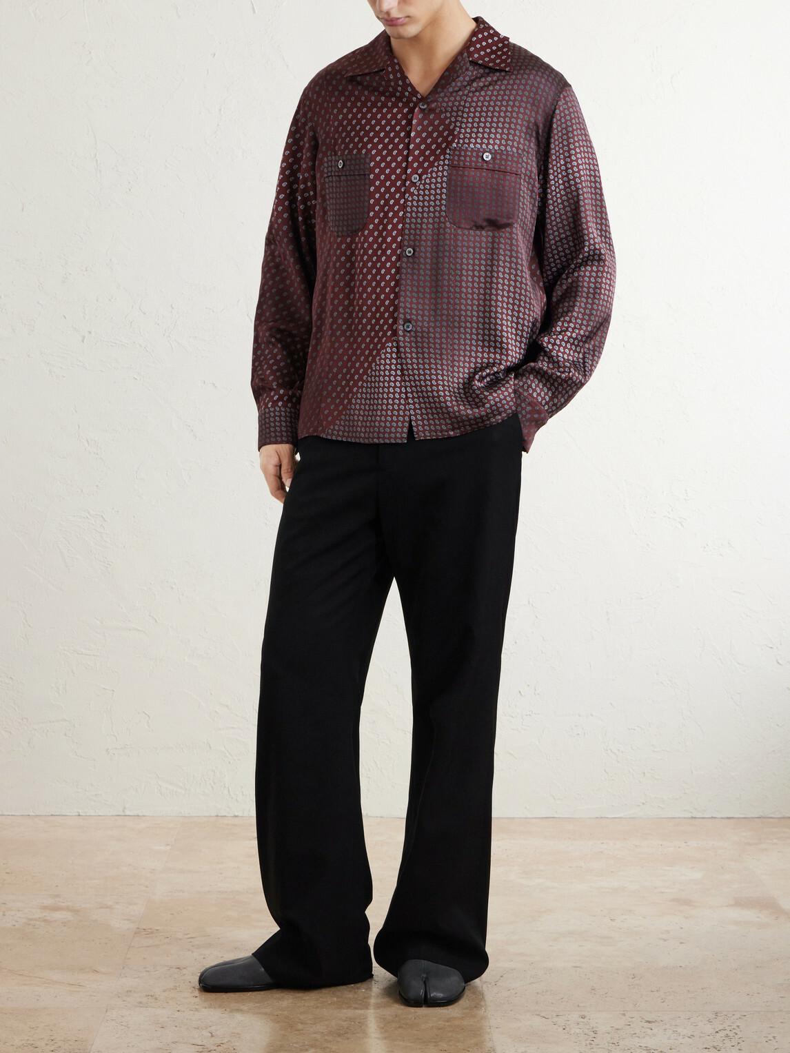 Maison Margiela - Paisley-Print Satin Shirt - Burgundy