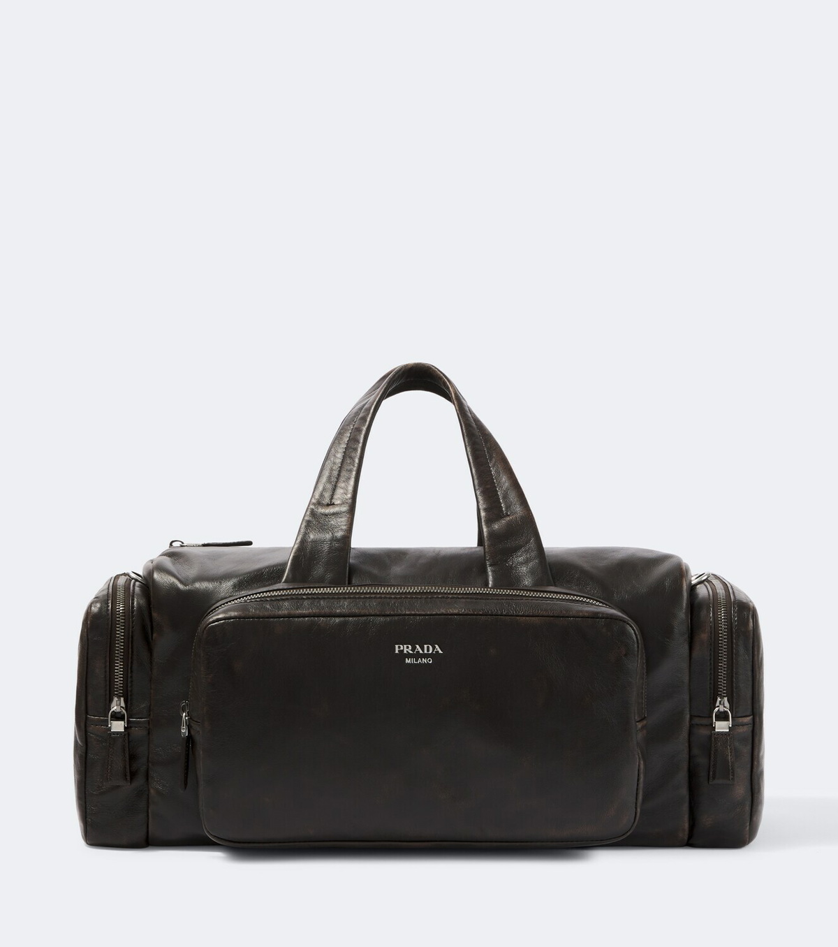 Prada Distressed leather duffel bag