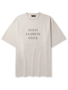 BALENCIAGA - Oversized Printed Cotton-Jersey T-Shirt - Neutrals