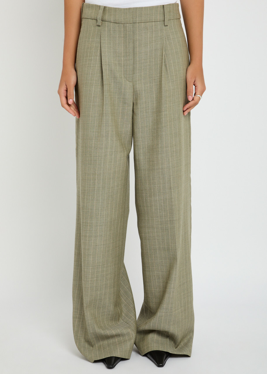 Skall Studio Thom Pinstripe Wool Trousers Grey