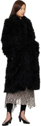 Acne Studios Black Belted Faux-Fur Coat