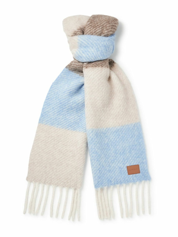 Photo: LOEWE - Fringed Striped Alpaca-Blend Scarf