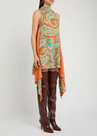Etro Asymmetric Crepe Mini Dress Multi Print