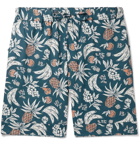 Desmond & Dempsey - Printed Cotton Pyjama Shorts - Teal