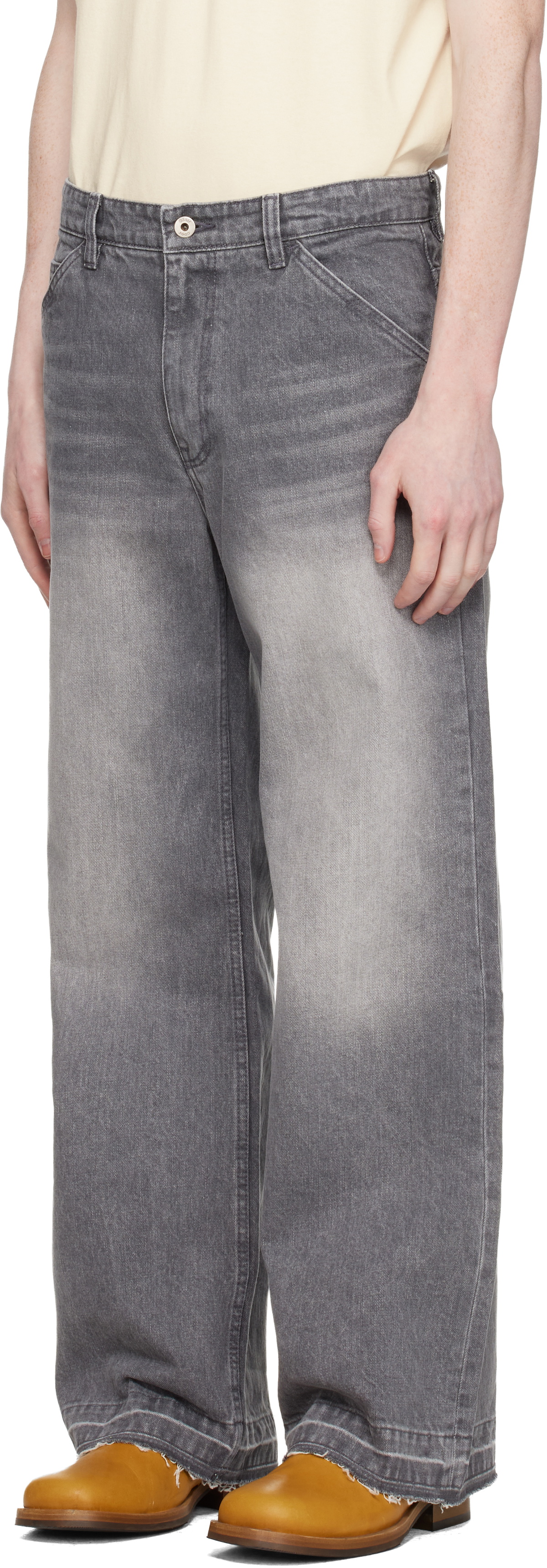 COOR Gray Cut-Off Semi Flare Jeans