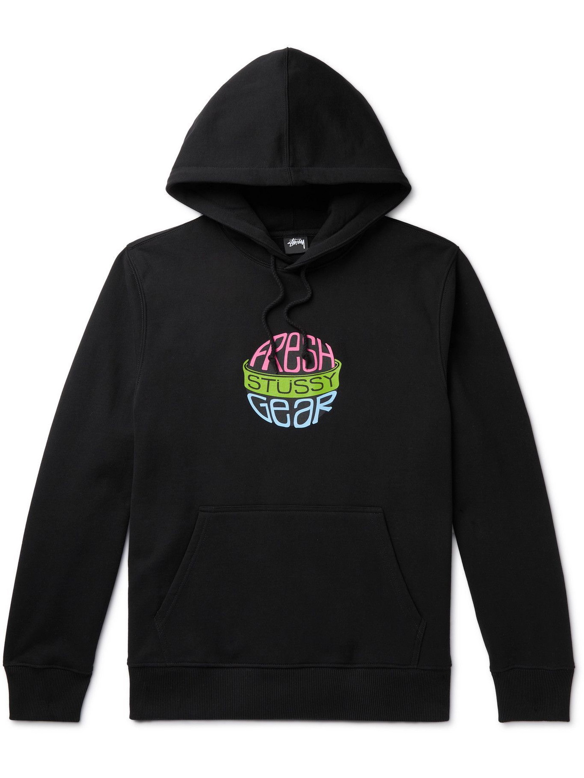 STÜSSY - Printed Cotton-Blend Jersey Hoodie - Black Stussy