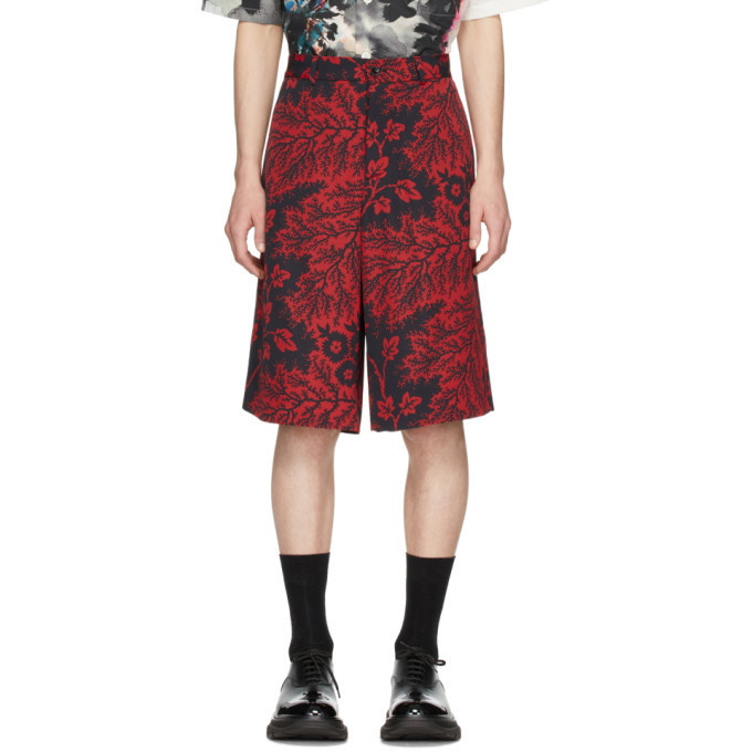 Photo: Alexander McQueen Black and Red Ivy Creeper Shorts